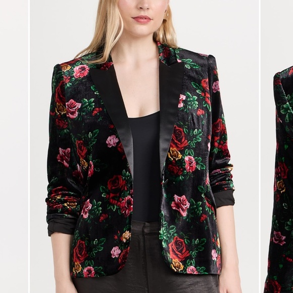 L'Agence Chamberlain Vintage Bouquet Velvet Blazer (size 0) - Picture 5 of 13